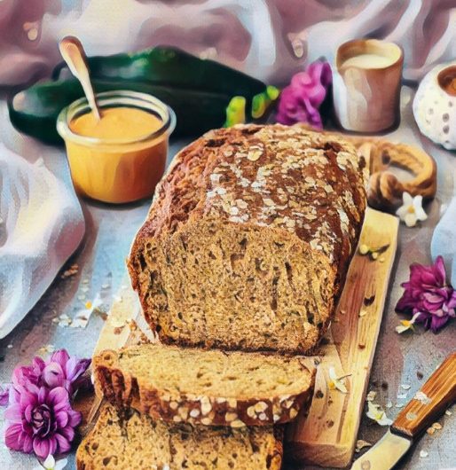 Hier ist eine kohlenhydratarme Variante für ein veganes Bananenbrot mit Zucchini: