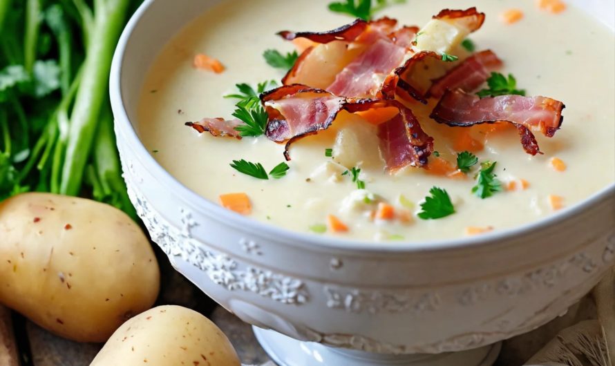 Omas Kartoffelsuppe mit geröstetem Speck