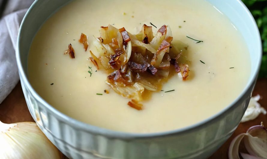 Rezept für Sellerie-Knoblauch-Suppe mit karamellisierten Zwiebeln, das low carb ist: