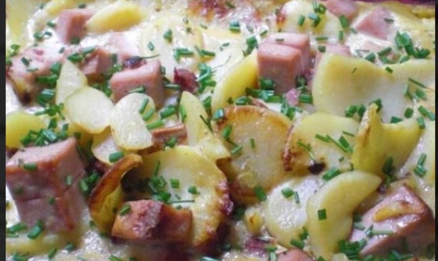 Bratkartoffel-Leberkäse-Auflauf nach Giorvy Omas Art
