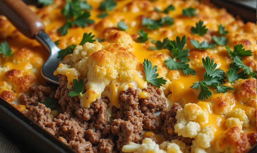 Keto Cheesy Ground Beef Cauliflower Casserole – cremig, herzhaft & Low Carb