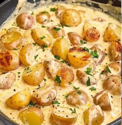 Himmlische Knoblauch-Kartoffeln in cremiger Sahnesoße – Einfach unwiderstehlich!