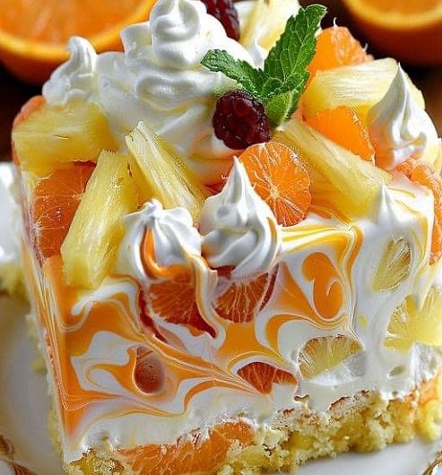 Fantakuchen mit Mandarinen und Ananas