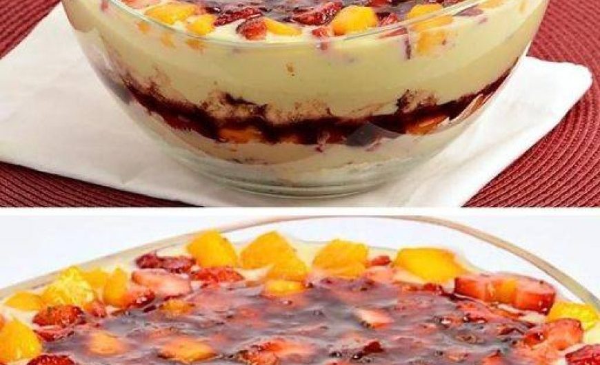 Erfrischendes Obst-Trifle mit Gelee