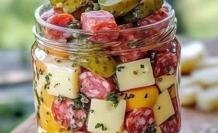Leicht marinierte Käse-Vorspeise mit Salami & Gurken – Schnell & köstlich!