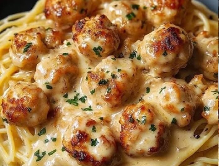 Knoblauchbutter-Hähnchen mit cremiger Parmesan-Pasta