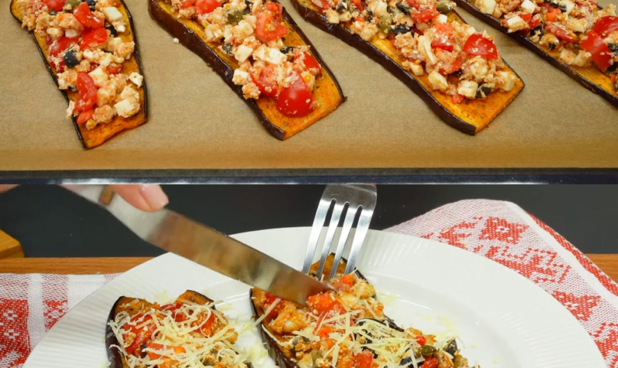 Gebackene Auberginen mit Mozzarella, Kirschtomaten und Kapern