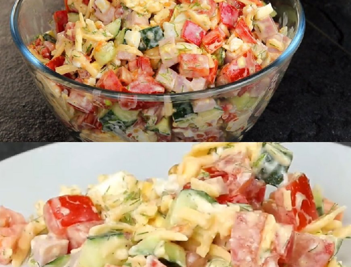 Frischer Gemüsesalat mit herzhaften Zutaten – Eine köstliche und sättigende Mahlzeit