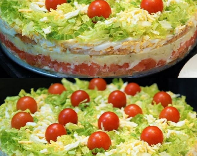 Salattorte für das Grillfest – Ein Stück Bauernsalat, bitte!
