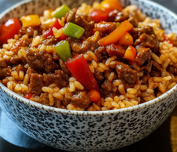 Schnelle Reis-Hack-Pfanne mit Paprika: Ein Genuss in nur 15 Minuten!