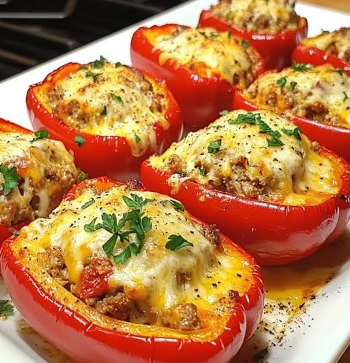 Gefüllte Paprikaschiffchen auf Tomatenmeer – So lecker, so einfach, das MUSST du probieren!