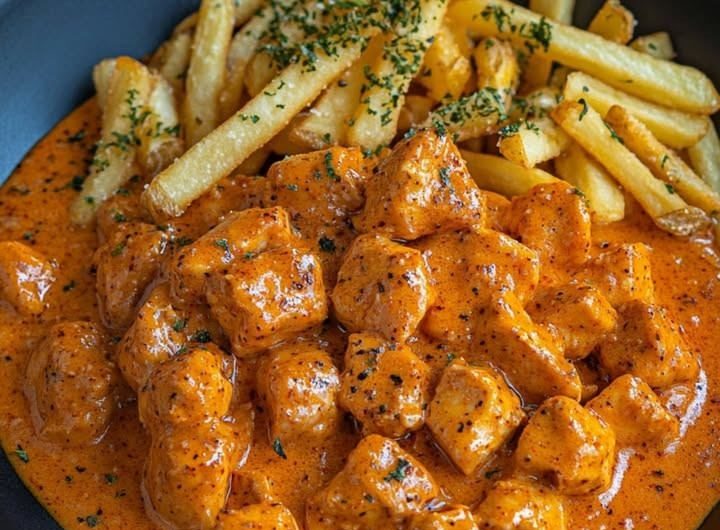 Butter Chicken mit Knoblauchsauce und knusprigen Pommes – einfach, lecker, und sooo ein Seelenfutter!