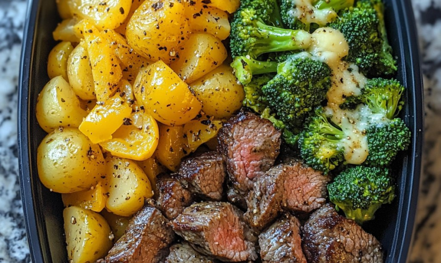 Pfeffersteak mit Knoblauchbutterkartoffeln und Käsebrokkoli – Mein Wohlfühlgericht für graue Tage