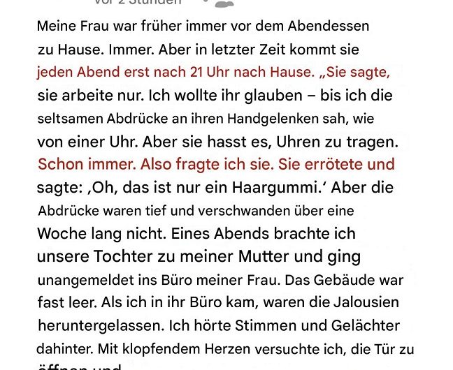 Meine Frau kam mit seltsamen Flecken nach Hause – und was ich entdeckte, veränderte alles