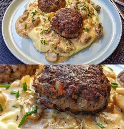 Frikadellen mit Kartoffelbrei und einer Zwiebelrahmsoße – wie bei Oma auf dem Land, ein Stück Kindheit auf dem Teller