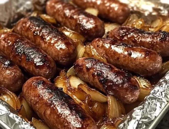 Goldene Bratwurst mit Apfel-Zwiebel-Schmortopf — mein Trick, der selbst den mürrischsten Nachbarn zum Lächeln bringt