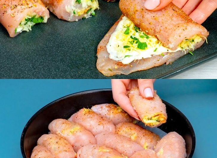 Hähnchen-Käse-Röllchen mit nur 4 Zutaten