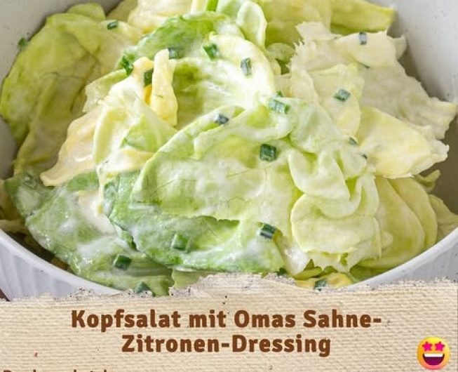 Kopfsalat mit Omas Sahne-Zitronen-Dressing