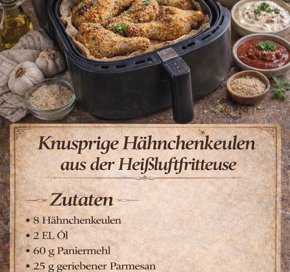 Knusprige Hähnchenkeulen aus der Heißluftfritteuse – warum dieses Gericht bei uns zu Hause immer wieder auf dem Tisch landet