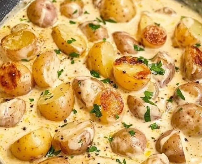 Himmlische Knoblauch-Kartoffeln in Sahnesauce – ein Wohlfühlgericht, das man wirklich jede Woche essen könnte