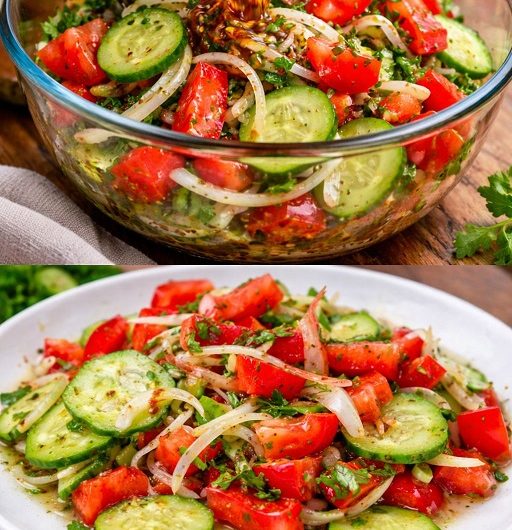Dieser einfache Gurken-Tomaten-Salat schmeckt wie Sommer bei Oma – frisch, aromatisch und in wenigen Minuten fertig