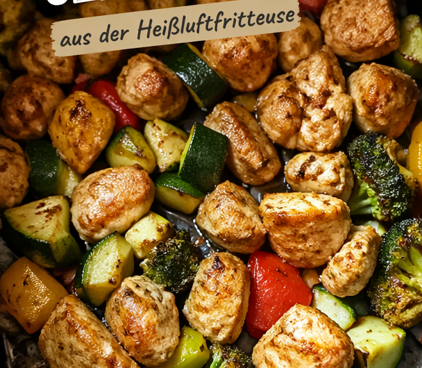Gesunde Low Carb Hähnchen-Pfanne aus der Heißluftfritteuse – Schnell und Lecker!