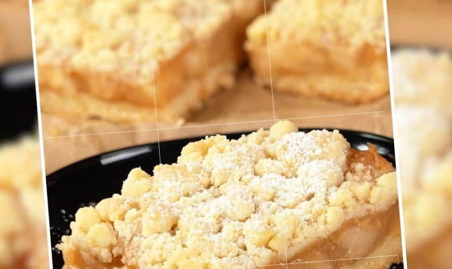 Apfelkuchen mit Apfelmus und Vanillestreusel | Omas Rezept!