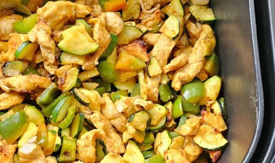 Hähnchen mit Gemüse aus der Heißluftfritteuse – low carb