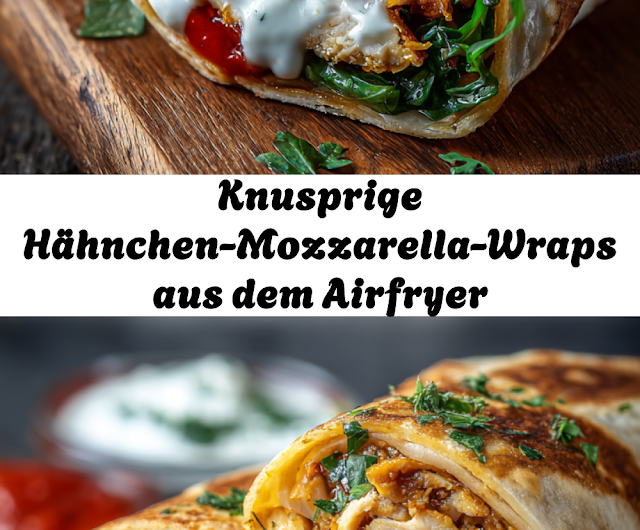 Knusprige Hähnchen-Mozzarella-Wraps aus dem Airfryer