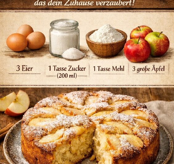 Einfaches 4-Zutaten-Apfelkuchen-Rezept, das dein Zuhause verzaubert!