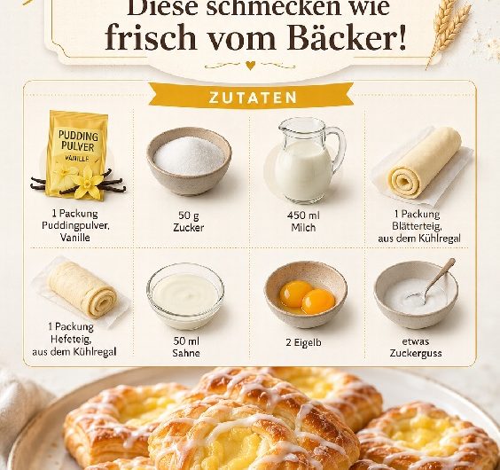 Puddingteilchen selber machen: Diese schmecken wie frisch vom Bäcker!