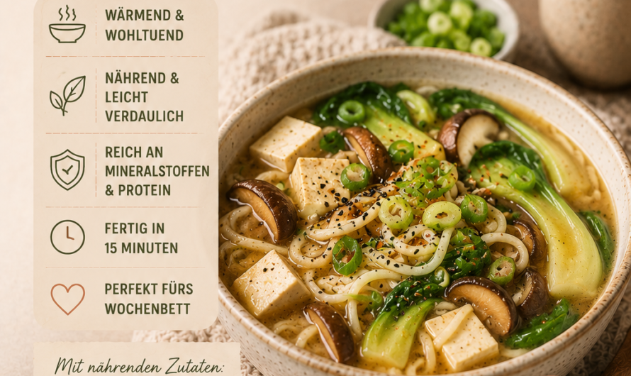 Vegane Miso-Nudel-Suppe mit Tofu & Pak Choi | Wochenbett-Rezept💛🧡