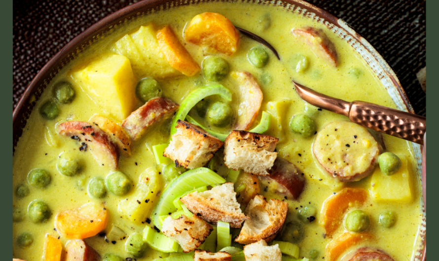 Herbstlicher Erbseneintopf mit geräucherten Mettenden aus dem Thermomix®