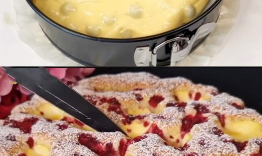 Cremigster Kirschkuchen mit Pudding-Füllung! 🍒🍮