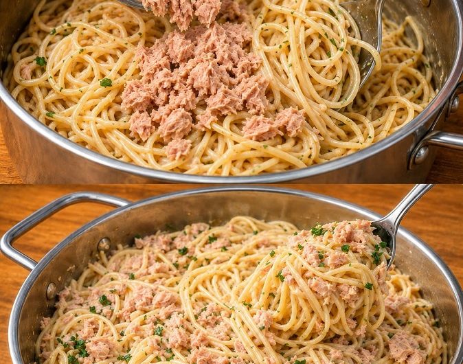 Thunfisch-Spaghetti mit Knoblauch – dieses schnelle Pasta-Gericht könnte ich jede Woche essen
