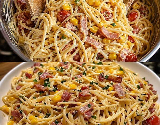Spaghettisalat mit Schmand – cremig, herzhaft und in 10 Minuten vorbereitet