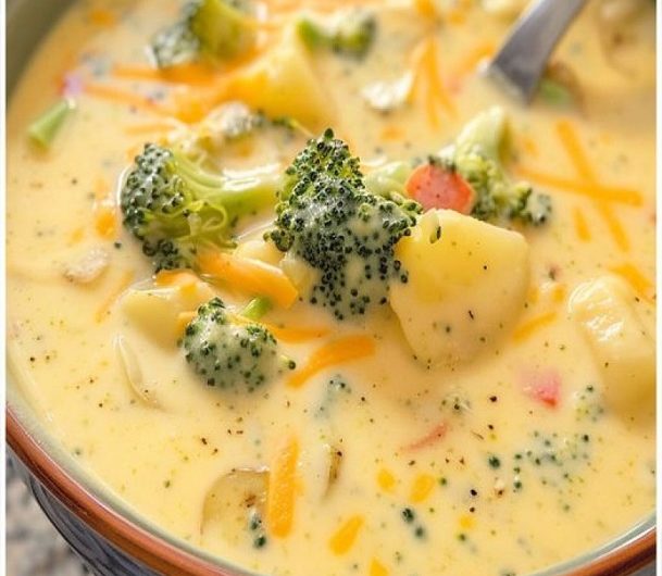 Cremige Brokkoli-Kartoffel-Suppe mit Cheddar – so schön sämig und richtig gemütlich