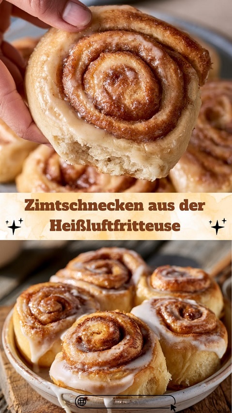 Zimtschnecken aus der Heißluftfritteuse – weich, saftig und schnell gebacken