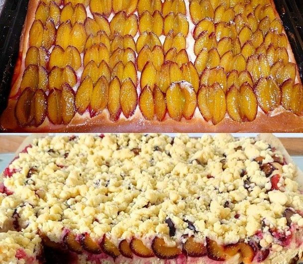 Supersaftiger Pflaumenkuchen vom Blech mit Streuseln – wie früher bei Oma, einfach unwiderstehlich!